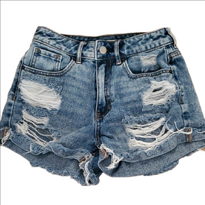 Packsun Distressed Mom Short Blue Denim Size 23